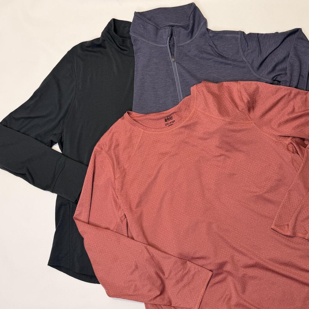 REI Co-op Shirt Womens 3XL Multicolor Long Sleeve Mock Neck Lot 3 UV Sun Hiking